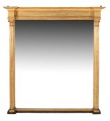 A giltwood overmantel mirror