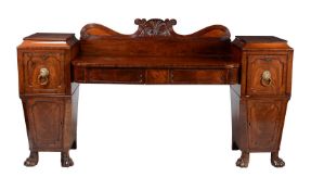 A Regency mahogany pedestal sideboard