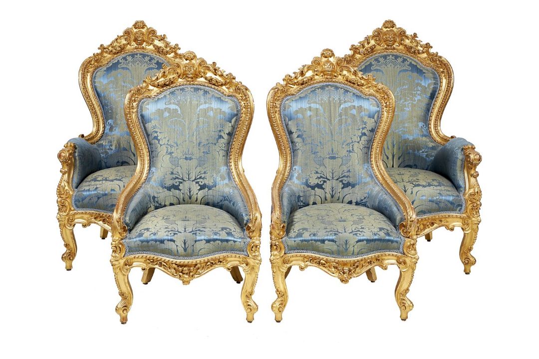 A French carved giltwood and composition salon suite in Louis XV style - Image 1 of 3
