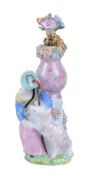 A Charles Gouyn St. James's factory type scent bottle and stopper modelled as a shepherdess and lam