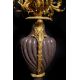 A pair of monumental ten light porphyry and gilt bronze mounted candelabra in Louis XV taste - Image 2 of 3