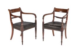 A pair of Regency mahogany armchairs
