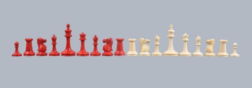 ϒ A late Victorian ivory Staunton pattern chess set