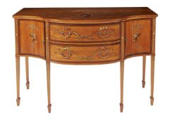 ϒ A Sheraton Revival mahogany and polychrome painted sideboard