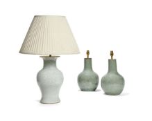 A pair of modern Chinese crackle glazed vases