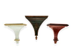 A parcel gilt and painted bracket in Chinoiserie taste and a pair of modern painted wood brackets, 2