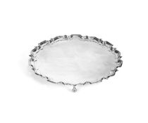 A late Victorian silver shaped circular large salver by Thomas Bradbury & Sons, London 1894
