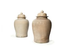 A large pair of crackle-glazed vases and covers, Chinese, 20th century