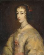 After Sir Anthony Van Dyck Portrait of Henriette Maria (1609-1669) in a white dress with pink bows