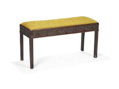 A George III style carved mahogany duet piano stool, early 20th century