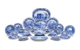 A selection of Spode blue and white printed pottery from the 'Caramanian' series, circa 1810