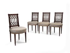A set of four Victorian mahogany side chairs, in Louis XVI style, circa 1880