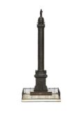 A fine patinated bronze and white marble mounted souvenir model of the Vendome Column, probably circ