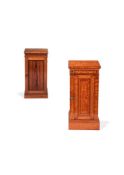 A Victorian Satinwood and inlaid bedside cupboard, circa 1870, and another