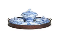 A Spode blue and white printed pearlware part supper set from the 'Caramanian' Series, early 19th ce