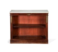 A pair of Empire style mahogany low bookcases