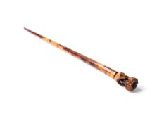 An early Victorian stained softwood walking stick, mid 19th century