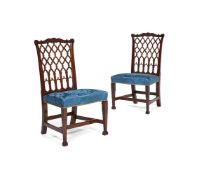 A pair of George III style mahogany side chairs, 19th century, in the manner of Robert Manwaring