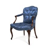 A George III mahogany and upholstered armchair, circa 1790