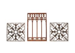A pair of French or English wrought iron grille or balcony panels, 19th century