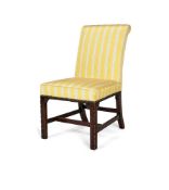 A George III style upholstered mahogany side chair, 20th century