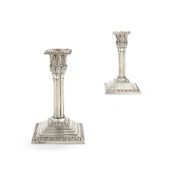 A pair of Victorian silver cluster column candlesticks by Hawksworth, Eyre & Co. Ltd