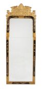 A pair of black lacquered and gilt Chinoiserie wall mirrors, in Queen Anne style, 20th century