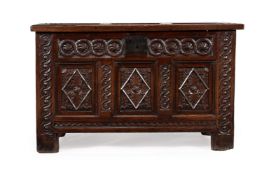 A Charles II oak coffer, circa 1660