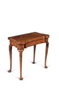 A George II walnut and feather banded card table, circa 1730