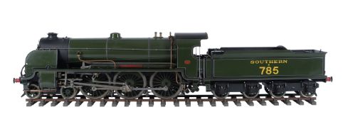 A 5 inch gauge model of the Southern Railway King Arthur Class 4-6-0 tender locomotive No 785 'Sir M
