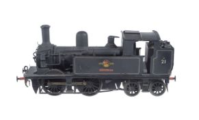 A 10mm scale scratch-built gauge 1 model of an Adams 0-4-4 side tank locomotive No 21 'Sandown'
