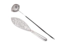 A George III silver fish slice and toddy ladle