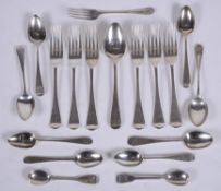 A collection of silver flatware