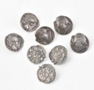 Eight Art Nouveau silver buttons