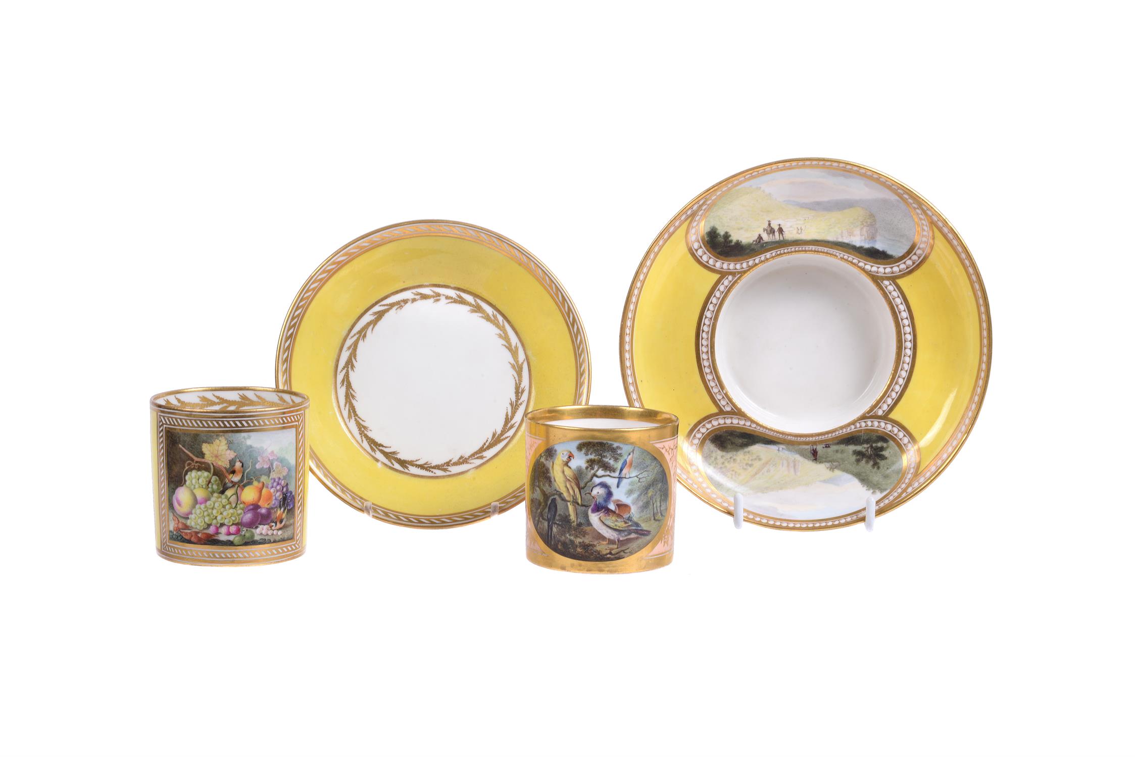 A Derby yellow-ground coffee can and saucer