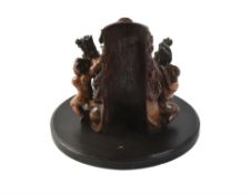 A South German or Netherlandish carved and polychrome painted oak allegorical group or trophy of war