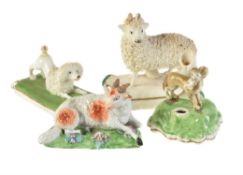 Four various English porcelain models of animals