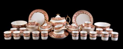 A Spode iron-red dust printed composite part tea service