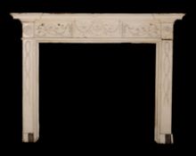 A George III painted wood and composition chimney piece