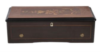 A Swiss mahogany and simulated rosewood musical box
