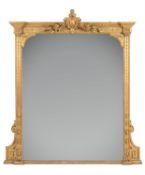 A Victorian giltwood and composition overmantel wall mirror