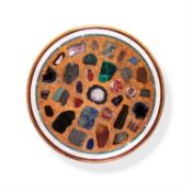 Y A circular Italian specimen marble and scagliola table top