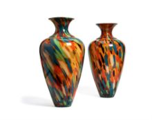A large pair of multi-coloured Italian glass vases