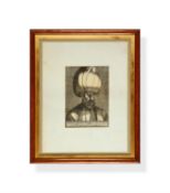A framed print of Solyman the Magnificent going to a Mosque