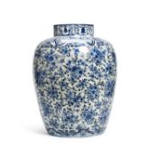 A large Delft blue and white vase