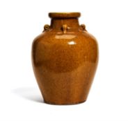 A Continental yellow glazed pottery vase