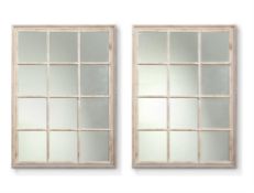 Pair of grey painted rectangular wall mirrors