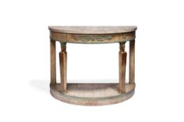 A painted and parcel giltwood console table in Empire style