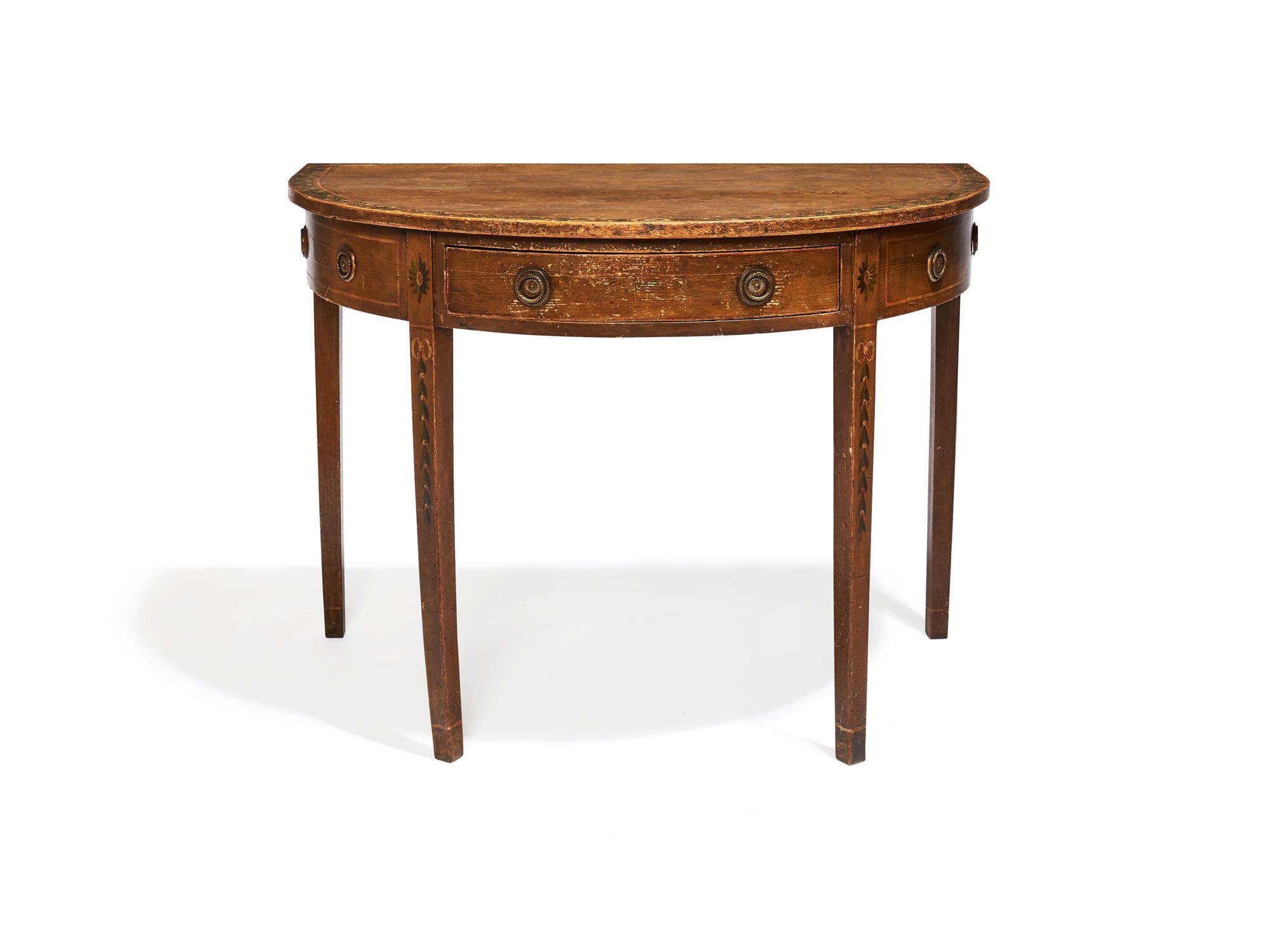 A Regency scumbled and polychrome painted pine side table