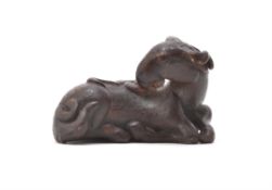 A Chinese gilt bronze 'Ram' scroll weight
